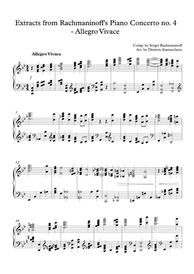 Extracts from Rachmaninoff's Piano Concerto no. 4 - Allegro Vivace (arr. Dimitris Stamatelatos)