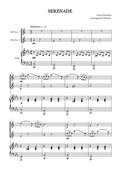 Serenade | Schubert | Alto sax duet and piano (arr. Milanov)
