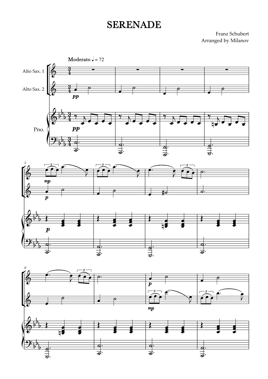 Serenade | Schubert | Alto sax duet and piano (arr. Milanov)