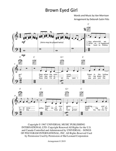 Brown Eyed Girl (arr. Deborah Sutin Fitts)
