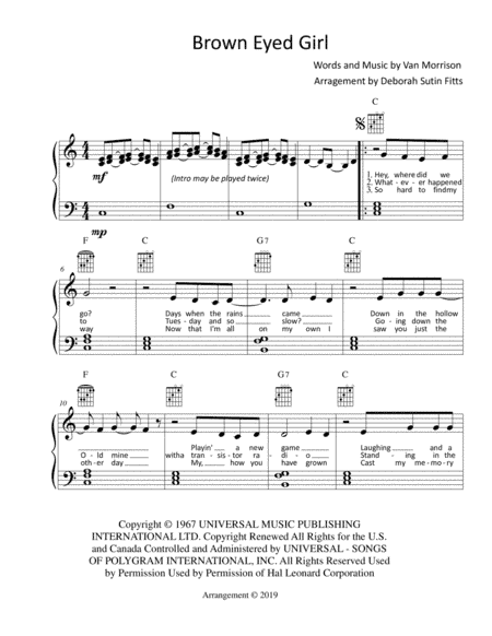 Brown Eyed Girl (arr. Deborah Sutin Fitts)