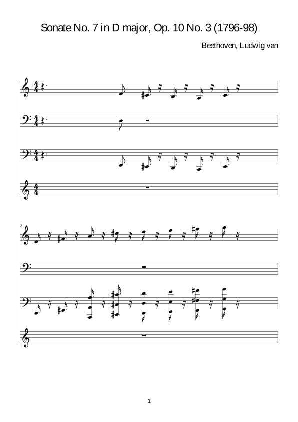 Beethoven:Sonate No. 7 in D major, Op. 10 No. 3 for piano solo (arr. WALID B)