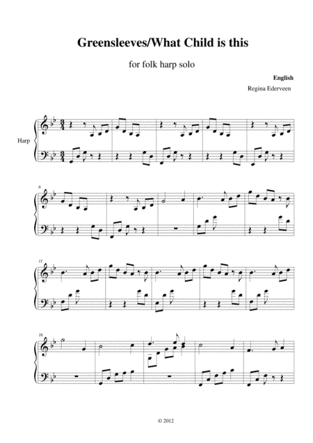 Greensleeves/What Child is this - lever harp solo