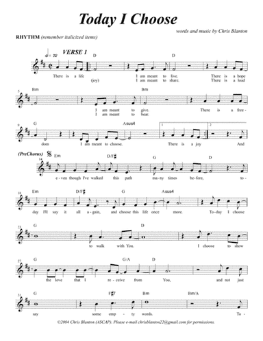 Today I Choose (Choir Orch)