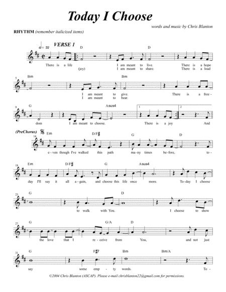 Today I Choose (Choir Orch)