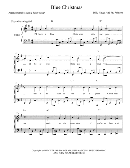 Blue Christmas (arr. Bernie Schweickart)
