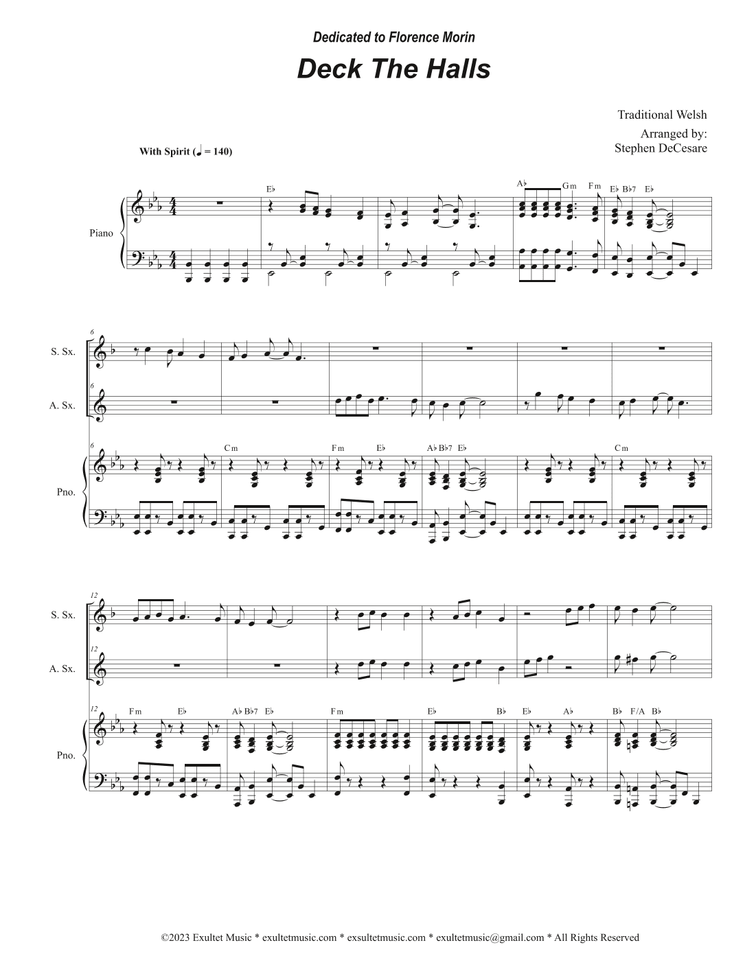 Deck The Halls (Duet for Soprano and Alto Saxophone) (arr. Stephen DeCesare)