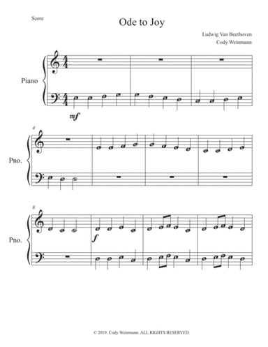 Ode To Joy (Easy Piano) 2 (arr. Cody Weinmann)