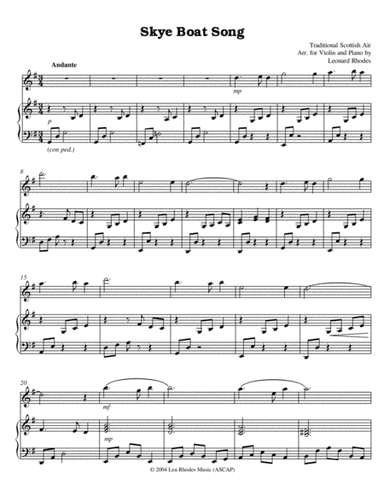 The Skye Boat Song - arranged for Violin and Piano (arr. Len Rhodes)