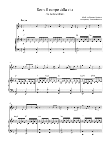 Sovra il campo della vita (On the field of life) (arr. Kaiserin Rebecca)