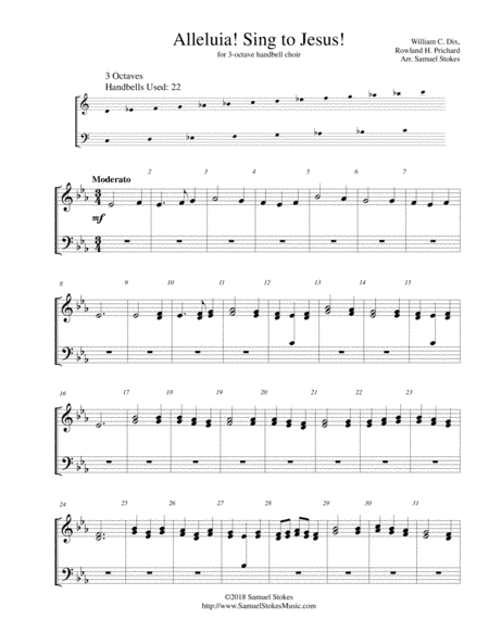 Alleluia! Sing to Jesus! - for 3-octave handbell choir (arr. Samuel Stokes)