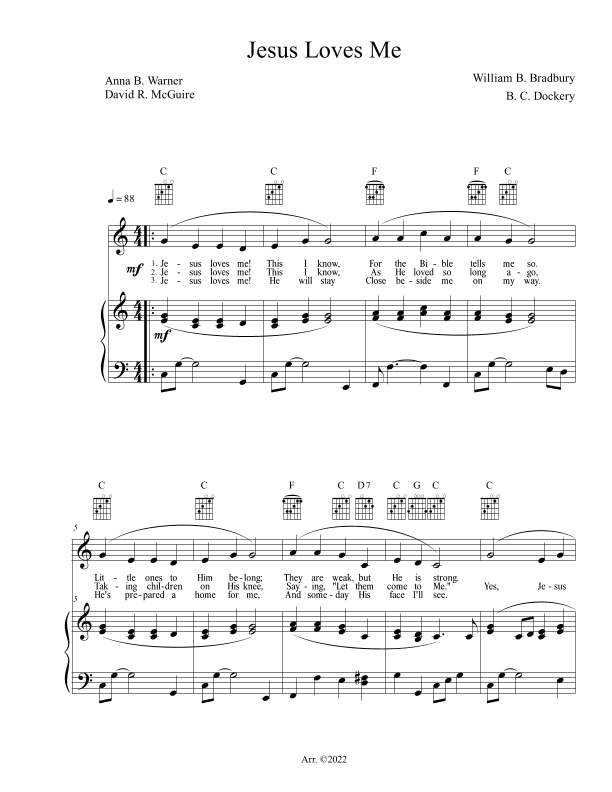 Jesus Loves Me (Piano/Vocal/Guitar) (arr. B. C. Dockery)