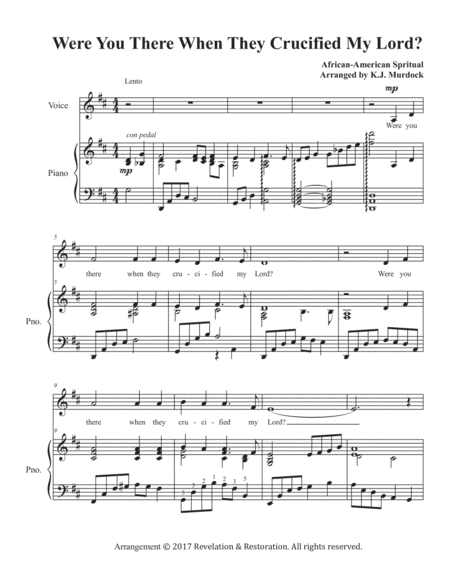 Were You There When They Crucified My Lord? (Soprano and piano) (arr. K.J. Murdock)