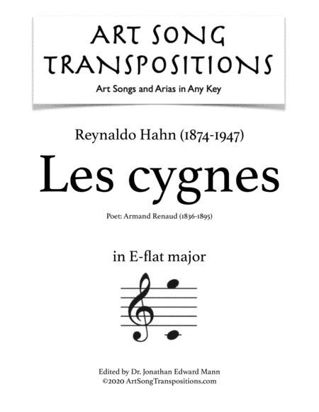HAHN: Les cygnes (transposed to E-flat major) (arr. ArtSongTranspositions.com)