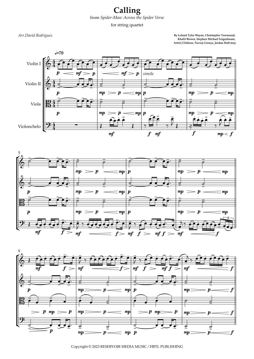 Calling (arr. David Rodríguez)