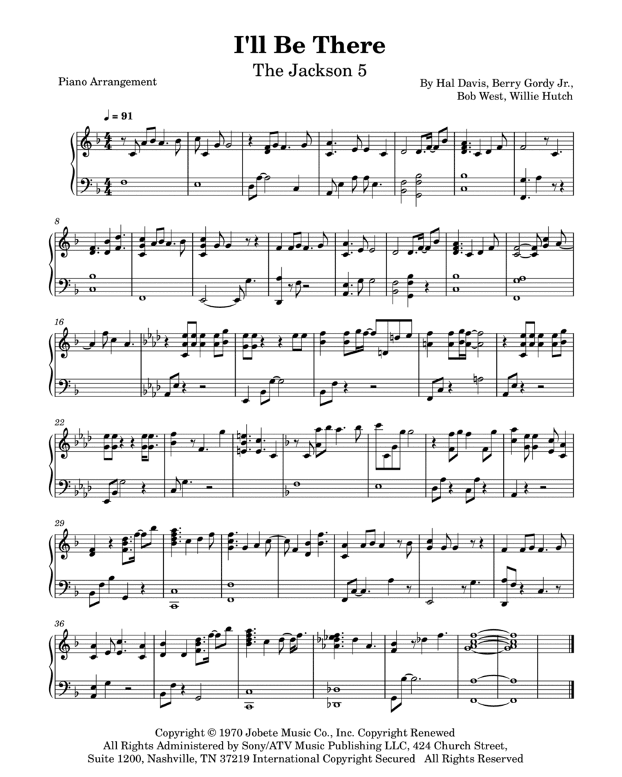 I'll Be There (arr. Piano Go Life)