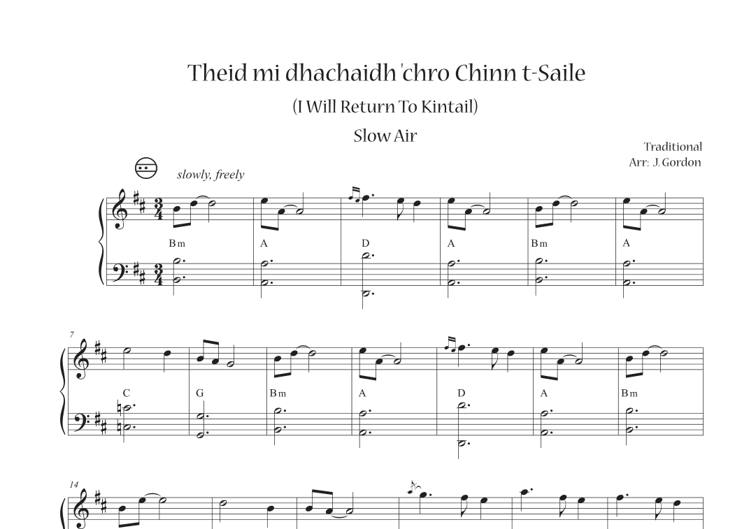 Theid Mi Dhachaidh 'Chro Chinn T-Saile (I Will Return To Kintail) (arr. Julia Gordon)