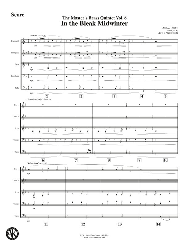In the Bleak Midwinter for brass quintet (arr. Jeff D. Anderson)