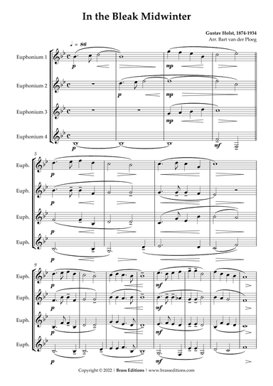 In the Bleak Midwinter - For Euphonium Quartet (arr. Bart van der Ploeg)