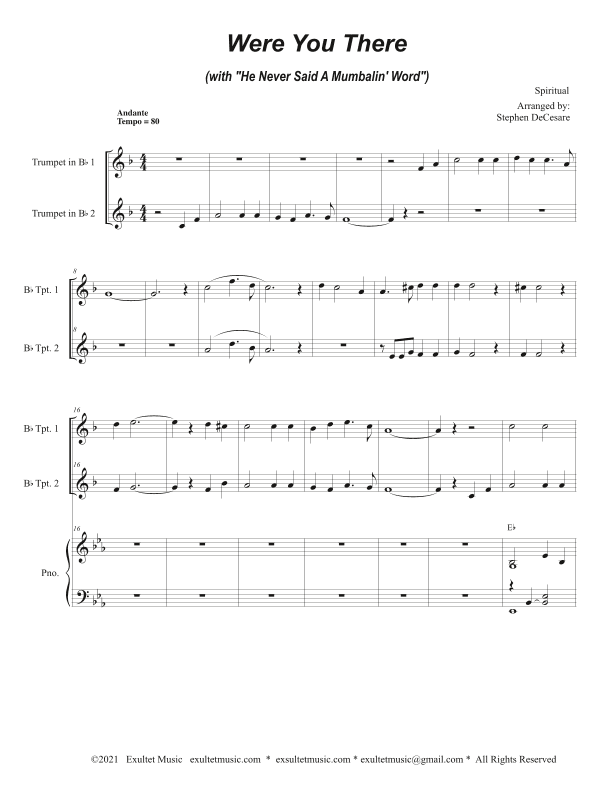 Were You There (with "He Never Said A Mumbalin' Word") (Duet for Bb-Trumpet) (arr. Stephen DeCesare)