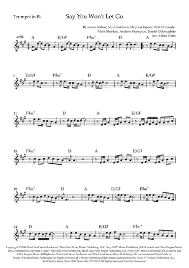 Say You Won't Let Go (arr. Fabio Britto)