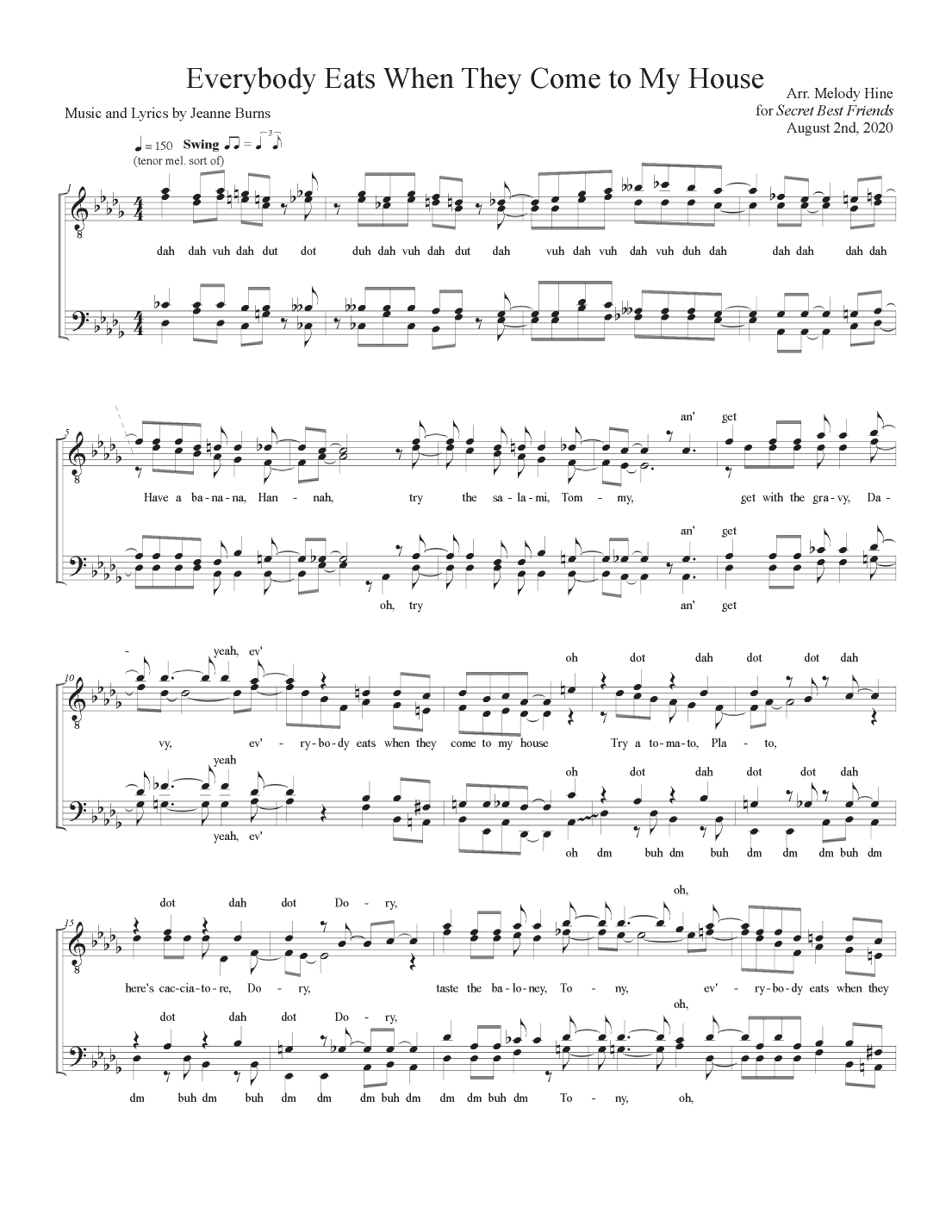 Everybody Eats When They Come To My House (arr. Melody Hine)