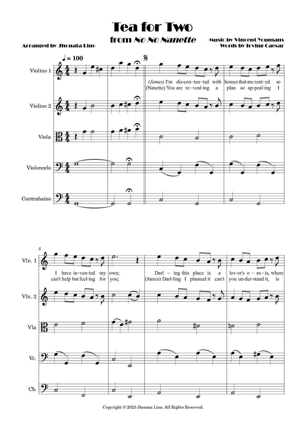 Tea For Two (arr. Jhonata Lino)