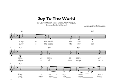 Joy To The World (Key of A-Flat Major) (arr. R. Salvario)
