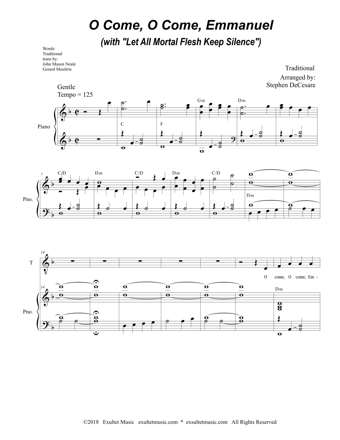 O Come, O Come, Emmanuel (with "Let All Mortal Flesh Keep Silence") (SATB) (arr. Stephen DeCesare)