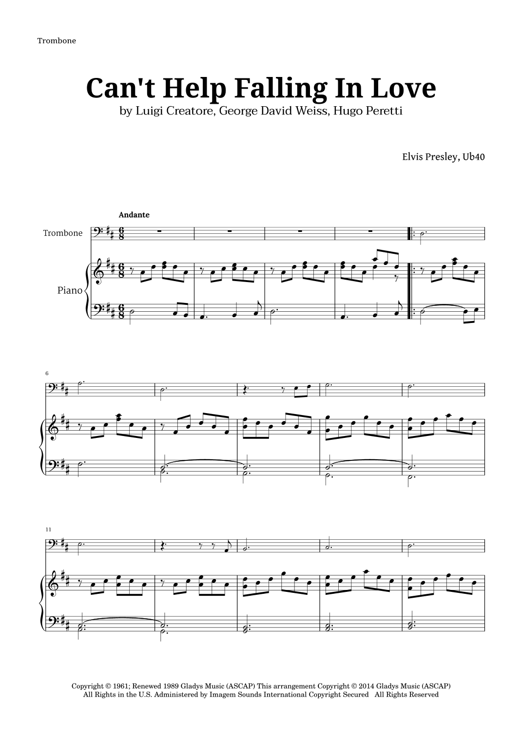 Can't Help Falling In Love (arr. Langanho)