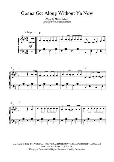 Gonna Get Along Without Ya Now (arr. Kaiserin Rebecca)