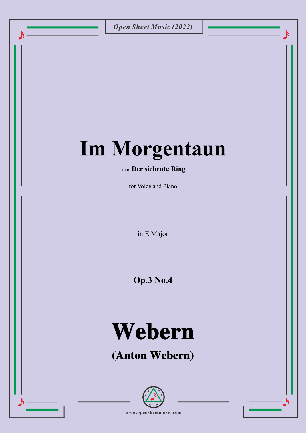 Webern-Im Morgentaun,Op.3 No.4,in E Major (arr. OSM Press)