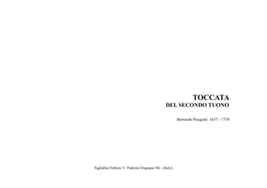 PASQUINI - TOCCATA DEL SECONDO TUONO - For Organ