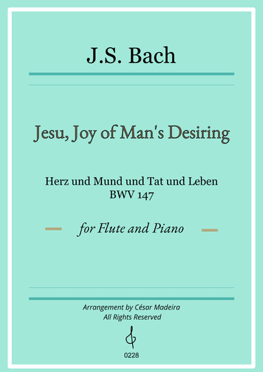 Jesu, Joy of Man's Desiring - Flute and Piano (Full Score) (arr. César Madeira)