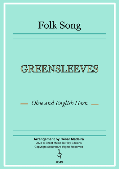 Greensleeves - Oboe and English Horn - W/Chords (Full Score and Parts) (arr. César Madeira)