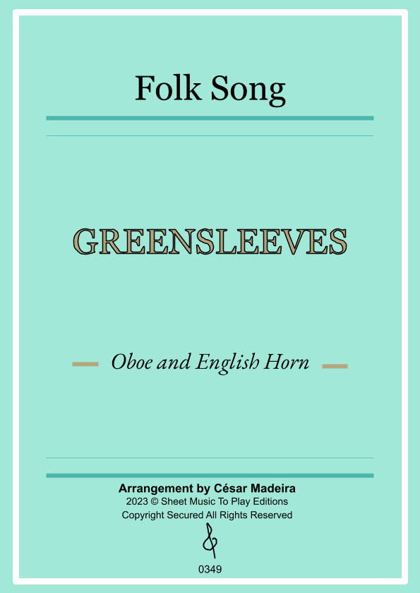 Greensleeves - Oboe and English Horn - W/Chords (Full Score and Parts) (arr. César Madeira)