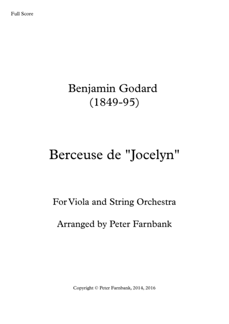 Berceuse de Jocelyn (arr. Peter Farnbank)