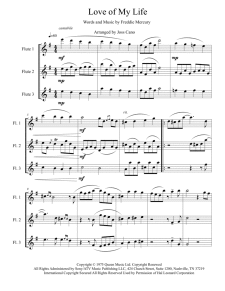 Love Of My Life (arr. Hugues Jocelyn Cano)
