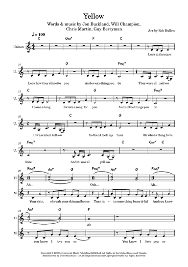 Yellow (arr. Rob Bullen)