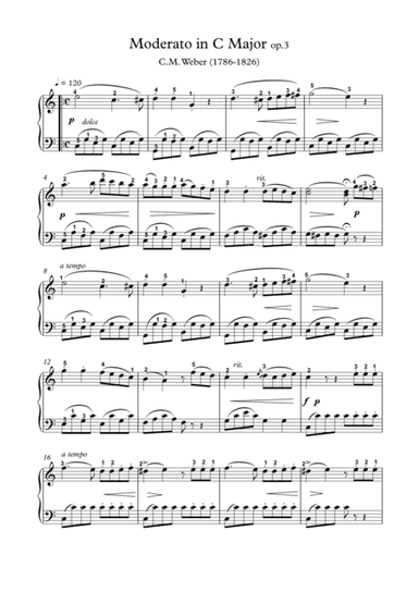Moderato in C Major (arr. PianoSheetNow)
