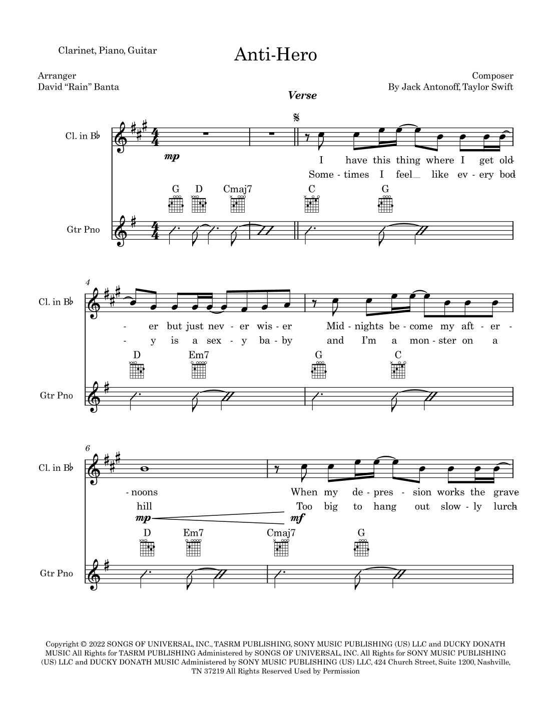 Anti-hero (arr. David "Rain" Banta)