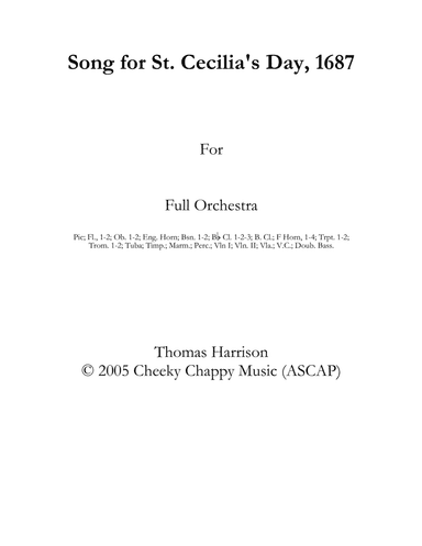 Song for St. Cecilia's Day, 1687