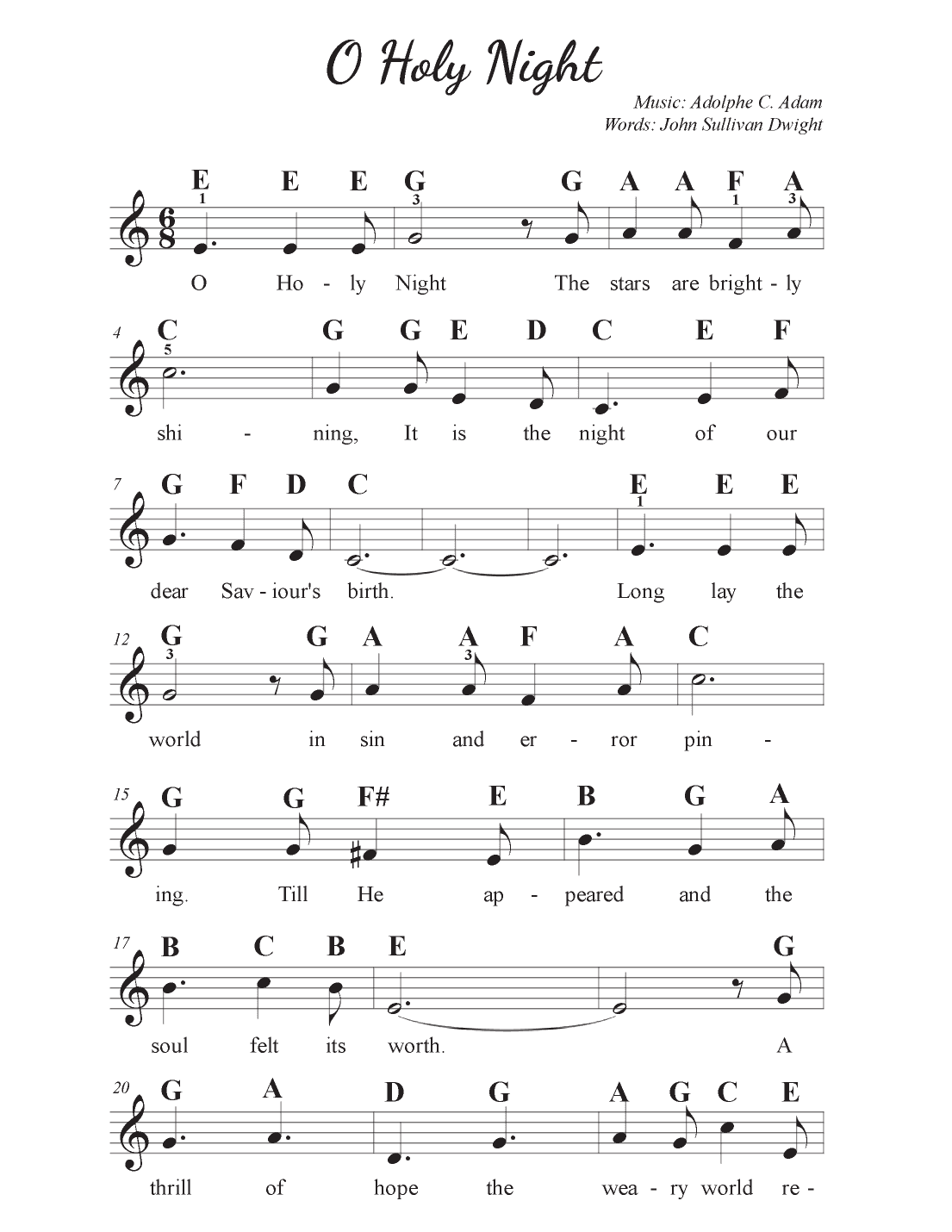 O Holy Night - Treble clef (arr. Avgusta Udartseva)