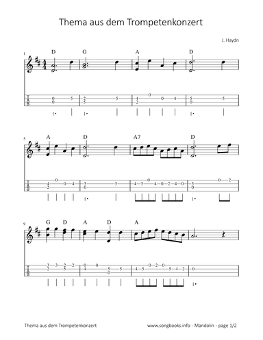 Thema aus dem Trompetenkonzert - J. Haydn (arr. songbooks.info)