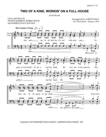 Two Of A Kind (workin' On A Full House) (arr. Aaron Dale)