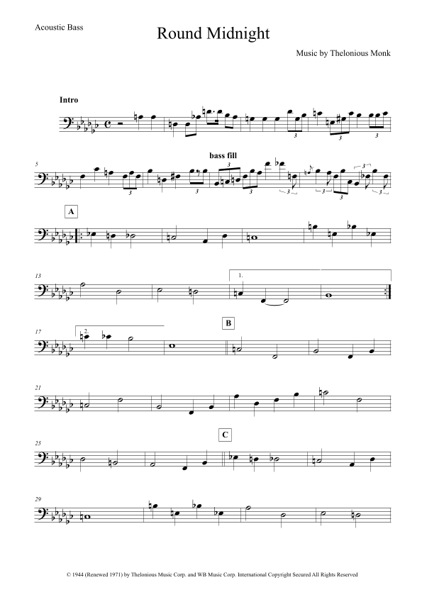 'round Midnight (arr. The Sheet Music Library)
