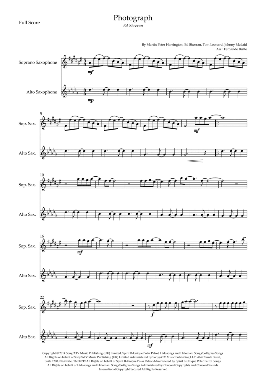 Photograph (arr. Fernando Britto)