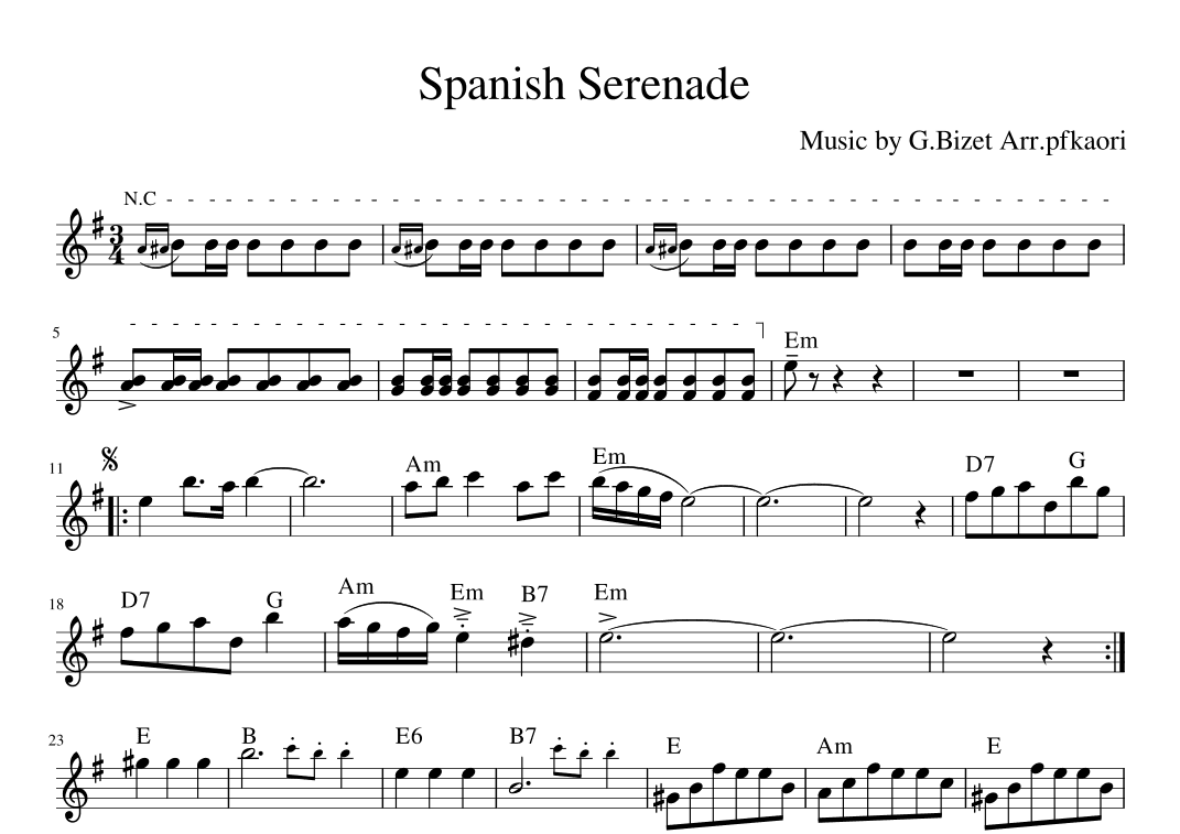 "Spanish Serenade" (Em) (arr. pfkaori)