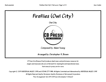 Fireflies (arr. Christopher R. Brown)