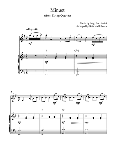 Minuet (from String Quartet) (for clarinet in B flat solo and piano accompaniment) (arr. Kaiserin Rebecca)